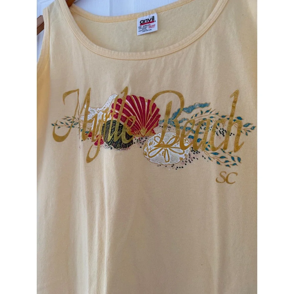 Vintage 90s Myrtle‎ Beach Travel Yellow Night Shirt Vacation Retro